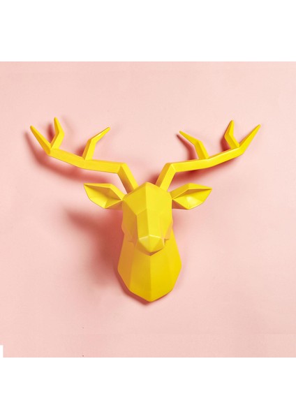 Reçine Geyik Kafası Heykel Duvara Monte Heykeli Figürler Dekorasyon Sarı (Yurt Dışından) fiyatları