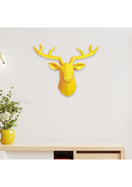 Reçine Geyik Kafası Heykel Duvara Monte Heykeli Figürler Dekorasyon Sarı (Yurt Dışından) fırsatları