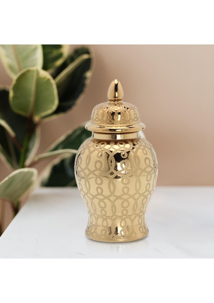 Kapak Porselen Depolama Kavanozu Çiçek Aranjmanı İle Zencefil Kavanoz 31 x 15 cm (Yurt Dışından) indirimleri