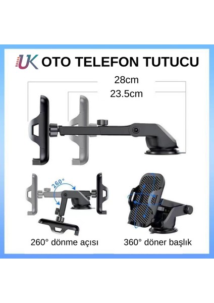 Uk Otomatik Klipsli Araba Telefon Tutucu Ayarlanabilir Cam ve Torpido Için Yüksek Kalite Tutucu