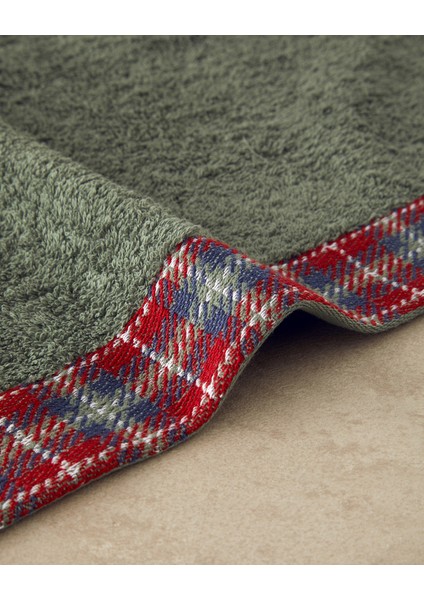 Cozy Plaid Pamuklu Ekose Detaylı Yüz Havlusu Yeşil fiyatları