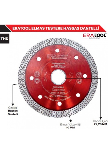 Elmas Testere Seramik Fayans Granit Hassas Ince Kesim ERA50095 Eratool