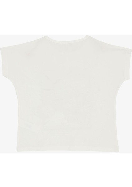 Kız Çocuk Tişört Çiçek Baskılı Pullu 10-16 Yaş, Ekru fiyatları