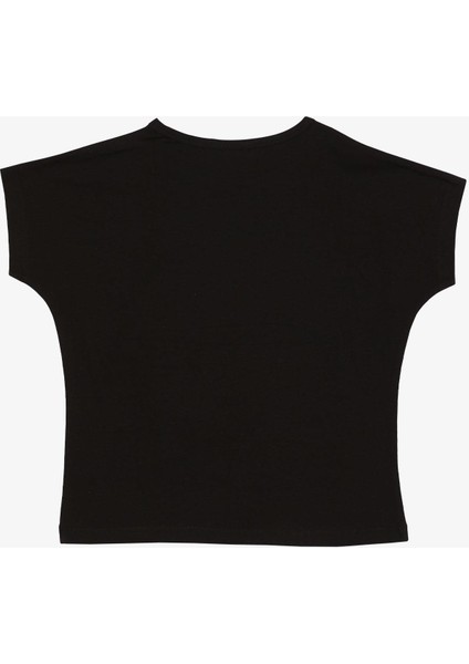 Kız Çocuk Tişört Çiçek Baskılı Pullu 10-16 Yaş, Siyah fiyatları