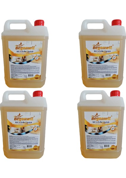 Çok Amaçlı Genel Temizlik Kir Leke Çözücü 5 Litre 4 Adet 1/4 Konsantre