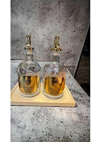 2'li Zeytinyağı ve Sıvıyağ Şişesi Otomatik Kapak Gold Etiketli Yağdanlık 500 cc modelleri