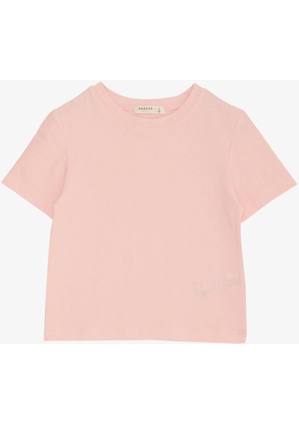Kız Çocuk Tişört Kemer Boy Basic 9-14 Yaş, Pembe
