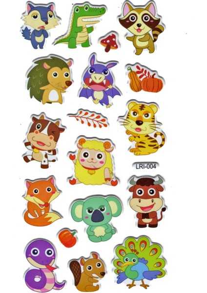 Sticker Kabartmalı Stiker Defter Planlayıcı Etiket LRI004 17 x 9 cm Şirin Hayvanlar