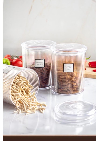 9'lu Barok Yuvarlak Büyük Kavanoz Seti & Saklama Kabı & Erzak Kabı (9*2000 Ml)