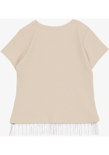 Kız Çocuk Tişört Taş Püsküllü 9-14 Yaş, Bej fiyatları