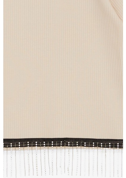 Kız Çocuk Tişört Taş Püsküllü 9-14 Yaş, Bej fırsatları