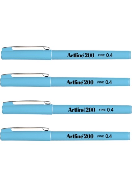 200N Fine Writing Pen Sky Blue 4 Adet