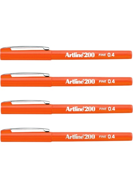 200N Fine Writing Pen Orange 4 Adet