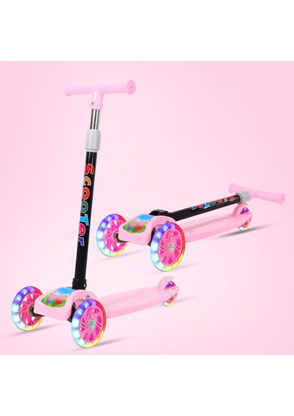 Çocuk Scooter'ı 2-8 Yaşında Üç Tekerlekli Yanıp Sönen Tekerlekli Scooter Katlanır (Yurt Dışından)