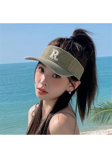 Harf Işlemeli Denim Bere Kapaksız Nefes Alabilen Sivri Şapka (Yurt Dışından)