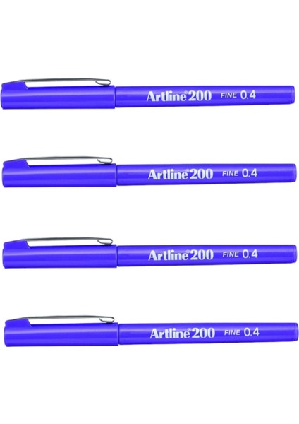 200N Fine Writing Pen Purple 4 Adet