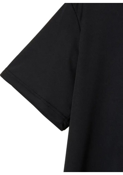 Kadın V Yaka Salaş Çiçek Baskılı Oversize Boyfriend T-Shirt