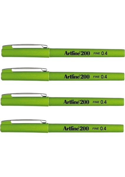 200N Fine Writing Pen Yellow Green 4 Adet