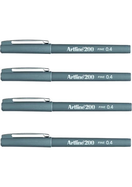 200N Fine Writing Pen Grey 4 Adet