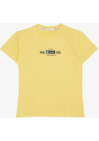 Erkek Çocuk Tişört Armalı Yazı Baskılı 9-14 Yaş, Sarı