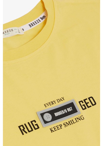 Erkek Çocuk Tişört Armalı Yazı Baskılı 9-14 Yaş, Sarı modelleri