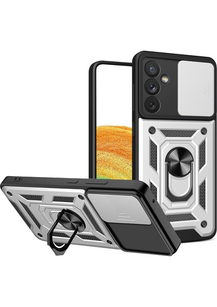 Galaxy A25 Kılıf Standlı Manyetik Yüzüklü Kamera Sürgülü Ultra Koruma Tank Zırh Kapak