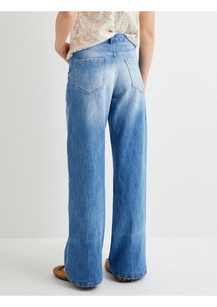Geniş Paça Kot Pantolon Standart Bel Cepli - Bianca Wide Leg Jeans fırsatları