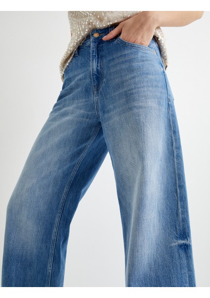 Geniş Paça Kot Pantolon Standart Bel Cepli - Bianca Wide Leg Jeans indirimleri