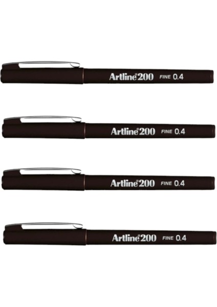 200N Fine Writing Pen Dark Brown 4 Adet