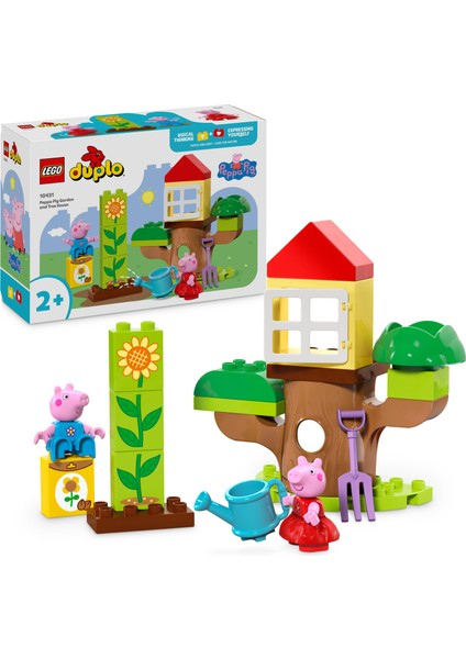 ® DUPLO® Peppa Pig Bahçe ve Ağaç Ev 10431 - 2 Yaş ve Üzeri Çocuklar için Peppa Pig Minifigürü İçeren Eğitici Oyuncak Yapım Seti (20 Parça)