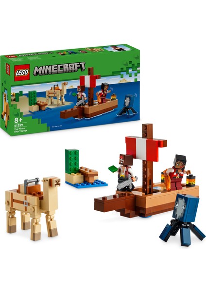 LEGO® Minecraft™ Korsan Gemisi Yolculuğu 21259 - 8 Yaş ve Üzeri Macera Oyunları Seven Çocuklar İçin Korsan, Mürekkep Balığı ve Deve içeren Yaratıcı Oyuncak Yapım Seti (166 Parça)