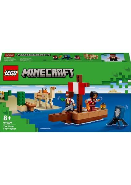 LEGO® Minecraft™ Korsan Gemisi Yolculuğu 21259 - 8 Yaş ve Üzeri Macera Oyunları Seven Çocuklar İçin Korsan, Mürekkep Balığı ve Deve içeren Yaratıcı Oyuncak Yapım Seti (166 Parça)