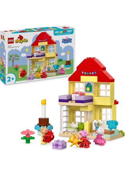 DUPLO® Peppa Pig Doğum Günü Evi 10433 - 2 Yaş ve Üzeri Çocuklar için Peppa Pig Minifigürü İçeren Eğitici Oyuncak Yapım Seti (59 Parça)