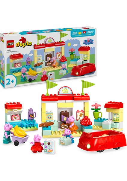 ® DUPLO® Peppa Pig Süpermarket 10434 - 2 Yaş ve Üzeri Çocuklar için Peppa Pig Minifigürü İçeren Eğitici Oyuncak Yapım Seti (70 Parça)