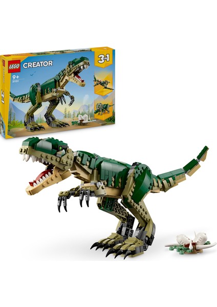 Creator 3#ü 1 Arada T. rex 31151 # 9 Yaş ve Üzeri İçin Triceratops veya Pterodactyl İçeren Yaratıcı Dinozor Modeli Yapım Seti (626 Parça)