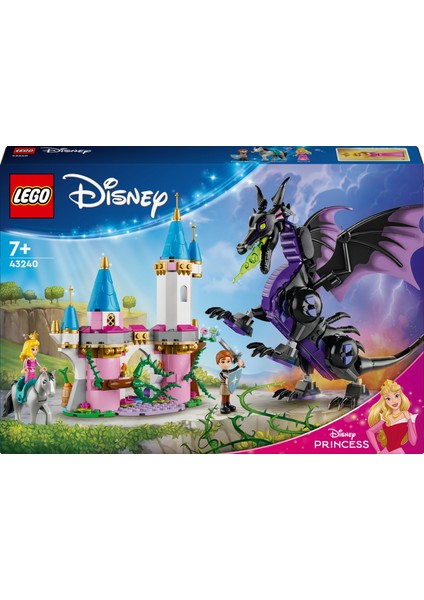 ® | Disney Princess Malefiz'in Ejderha Formu 43240 - 7 Yaş ve Üzeri Uyuyan Güzel Hayranları için Yaratıcı Oyuncak Yapım Seti (583 Parça)