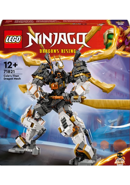 LEGO® NINJAGO®  Cole'un Titan Ejderha Robotu 71821 # 12 Yaş ve Üzeri İçin Cole Minifigürü İçeren Yaratıcı Oyuncak Yapım Seti (1055 Parça)