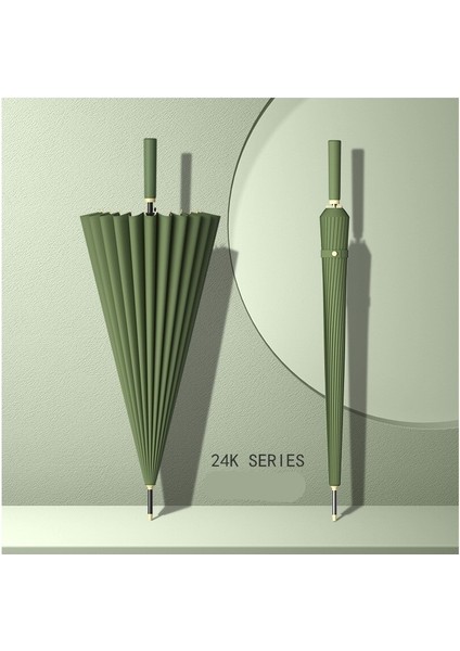 24 Kemikli Uzun Saplı Düz Şemsiye Çift Otomatik Büyük Boy Şiddetli Yağmur Erkek Özel Iş (Yurt Dışından)