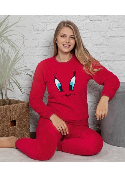Civciv Desenli Anne Kız Çocuk Kombin Peluş Pijama Takımı (Anne Kız Ayrı Satılır.) modelleri