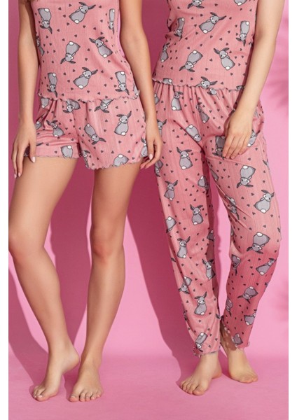 Dreamy 3 Parça Desenli Ip Askılı Şortlu Pantolonlu Pegasus Pijama Takımı