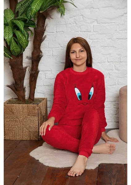 Civciv Desenli Anne Kız Çocuk Kombin Peluş Pijama Takımı (Anne Kız Ayrı Satılır.) fırsatları