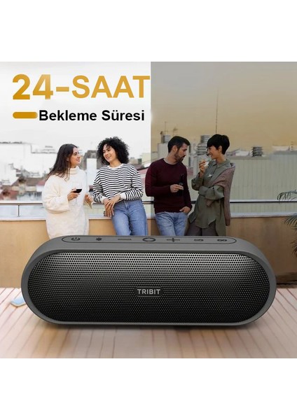 Xsound Plus 2 30W 24 Saat Oynatma Süresi IPX7 Su Geçirmez Taşınabilir Bluetooth Hoparlör Siyah