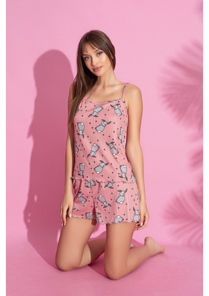 Dreamy 3 Parça Desenli Ip Askılı Şortlu Pantolonlu Pegasus Pijama Takımı fiyatları