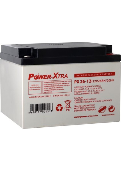 Power-xtra 12V 26Ah Bakımsız Akü