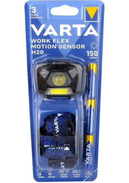 18648 Work Flex Motionsensor H20 Hareket Sensörlü Kafa Feneri 3AAA
