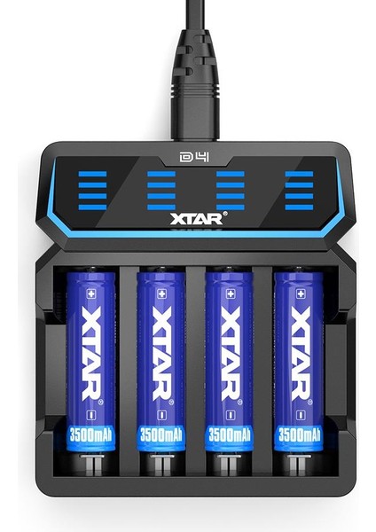 Xtar D4 - Taşınabilir Hızlı  Li-ion Pil Şarj Cihazı / 4lü