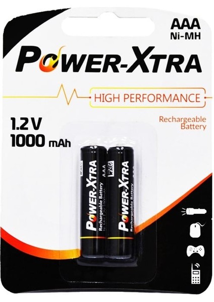 1.2V 1000 Mah AAA Size Şarjlı Pil - 2li Blister