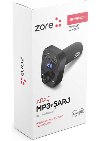 ZR-WP3C01 Bluetooth Transmitter Mp3 Araç Şarjı