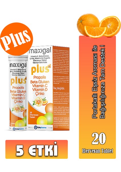 Vitamin C, Beta Glukan, Çinko, Vitamin D, Propolis Efervesan Tablet Takviye Edici Gıda