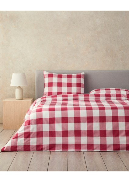 English Home Gingham Tek Kişilik Nevresim Seti Pembe